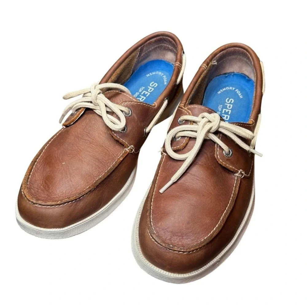 Sperry Top-Sider STS14511 Men's 9M Brown Leather Boat Shoes Memory Foam